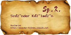 Szünder Kálmán névjegykártya